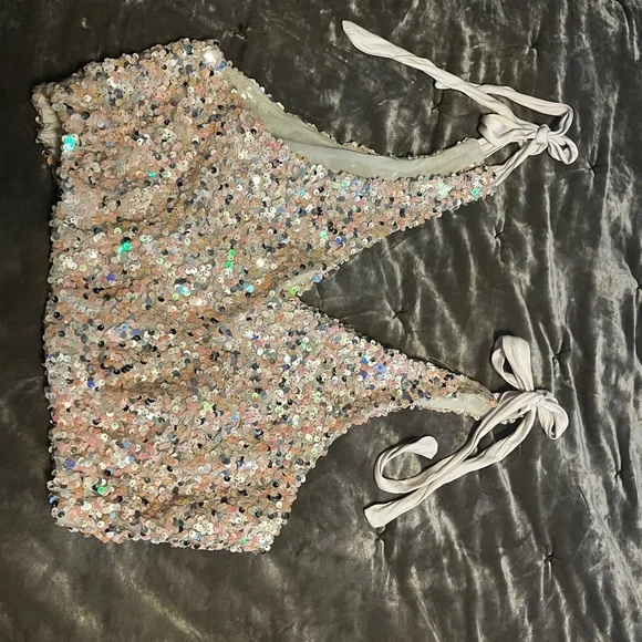 🌹Free people big night sequin crop top* - Picture 4 of 7